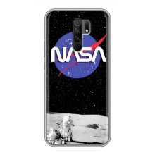 Силиконовый бампер с принтом "Наса" на Xiaomi Redmi 9 (Nasa на луне)