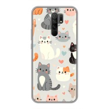 Чехол с рисунком кот на Xiaomi Redmi 9 (Коллаж котов)