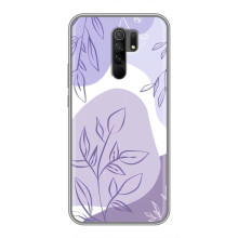 Силконовий чохол з принтом в квітах на Xiaomi Redmi 9 (Фіолетовий дизайн)