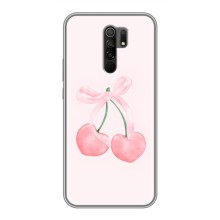 Чехол с розовым рисунком для Xiaomi Redmi 9 (Розовые вишни)