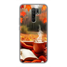 Чехол с уникальным дизайном «Осень с кофе» для Xiaomi Redmi 9 – Кофе и дождь