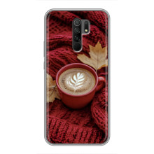Чехол с уникальным дизайном «Осень с кофе» для Xiaomi Redmi 9 – Кофе на пледе