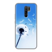 Силіконовий Чохол з кульбабками на Xiaomi Redmi 9 (Кульбабка на блакитному)