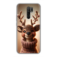 Яркий чехол для Xiaomi Redmi 9 с Зимними Оленятами – Олень в свитере