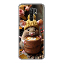 Друкований чохол 'Звірята з кавою' для Xiaomi Redmi 9 – Мишка з кавою