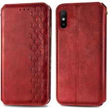 Кожаный чехол книжка GETMAN Cubic (PU) для Xiaomi Redmi 9A – Красный