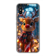 Яркий чехол для Xiaomi Redmi 9A с Зимними Оленятами – Олень в шарфе