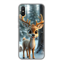 Яркий чехол для Xiaomi Redmi 9A с Зимними Оленятами – Оленёнок в лесу