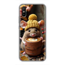 Друкований чохол 'Звірята з кавою' для Xiaomi Redmi 9A – Мишка з кавою
