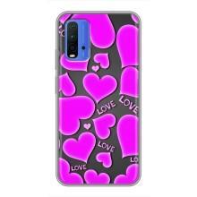 Чехлы для любимой на Редми 9Т (VPrint) (Pink hearts)