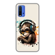 Чохол з Мавпами Xiaomi Redmi 9T - (AlphaPrint) (Макака в навушниках)