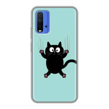 Чехол с милыми котиками на Редми 9Т – Черный кот