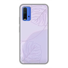 Чохол квітковий дизайн для Xiaomi Redmi 9T – Монстера фіолетова
