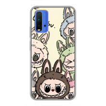 Чехол с Лабубу на Xiaomi Redmi 9T (Коллаж Лабубу)