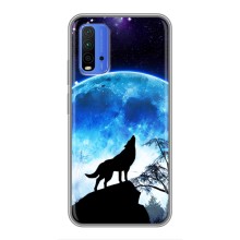 Защитные чехлы для Редми 9Т (AlphaPrint) (ХИТ продаж) ВОЛК (Волк на луну)
