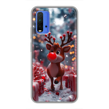 Яркий чехол для Xiaomi Redmi 9T с Зимними Оленятами (Олень среди подарков)