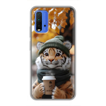 Печатный чехол «Зверята с кофе» для Xiaomi Redmi 9T – Тигр с кофе