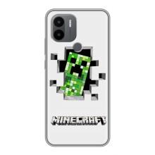 Чехол Майнкрафт на Xiaomi Redmi A1 Plus (AlphaPrint) Minecraft (крипер Майнкрафт)