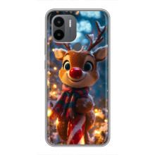 Яркий чехол для Xiaomi Redmi A1 Plus с Зимними Оленятами – Олень в шарфе