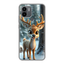 Яркий чехол для Xiaomi Redmi A1 Plus с Зимними Оленятами – Оленёнок в лесу