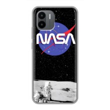 Силиконовый бампер с принтом "Наса" на Xiaomi Redmi A1 (Nasa на луне)