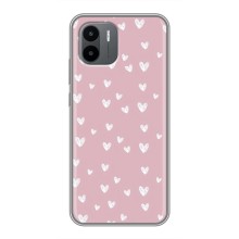 Чехол с розовым рисунком для Xiaomi Redmi A1 (Сердечки на розовом)