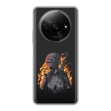 Силиконовый чехол с картинкой "Герой Pubg" на Xiaomi Redmi A3 – В огне