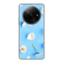 Чехол с Цветами для Xiaomi Redmi A3 (ромашки на голубом)