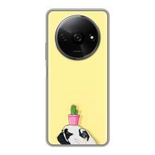 Бампер для Xiaomi Redmi A3 с картинкой "Песики" (Кактус на голове)