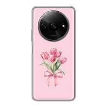 Чехол с розовым рисунком для Xiaomi Redmi A3 (Букет цветов)