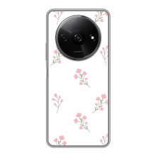 Чехол с розовым рисунком для Xiaomi Redmi A3 (Розовые цветы)