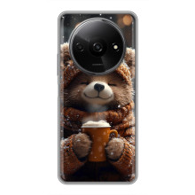 Печатный чехол «Зверята с кофе» для Xiaomi Redmi A3 – Мишка с кофе