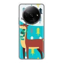 Силиконовый бампер с картинкой животных для Xiaomi Redmi A3x (Олень с шарфом)