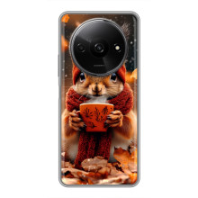 Печатный чехол «Зверята с кофе» для Xiaomi Redmi A3x – Белка с кофе