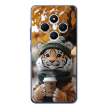Печатный чехол «Зверята с кофе» для Xiaomi Redmi A4 5G – Тигр с кофе