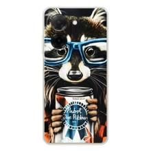 Чехол с принтом для Редми А5 - (Прикольные) (AlphaPrint) (Енот с банкой)