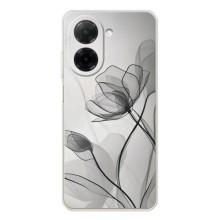 Чехол с цветочным принтом на Редми А5 (Черные цветы)