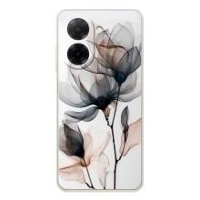Чехол с цветочным принтом на Редми А5 (Цветы на белом)