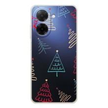 Зимние Чехлы для Редми А5 - прозрачный фон (Рождественские елки)