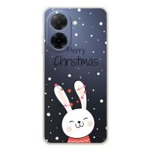 Зимние Чехлы для Редми А5 - прозрачный фон (Рождественский заяц)
