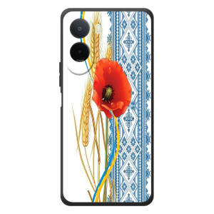 Силиконовый Чехол на Xiaomi Redmi A7 Pro с картинкой Вышиванки (Вышиванка с цветком)