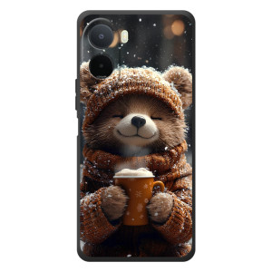 Печатный чехол «Зверята с кофе» для Xiaomi Redmi A7 Pro – Мишка с кофе