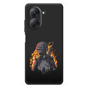 Силиконовый чехол с картинкой "Герой Pubg" на Xiaomi Redmi A7 – В огне