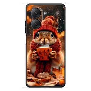 Печатный чехол «Зверята с кофе» для Xiaomi Redmi A7 (Белка с кофе)