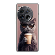 Чохол з принтом стильні тварини для Шіаомі Редмі K80 Pro (Кіт з кавою)