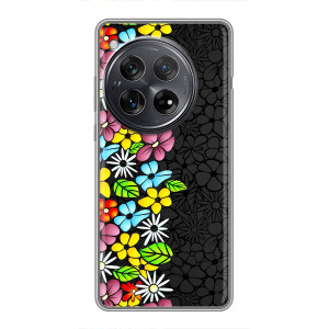 Силиконовый бампер с принтом (цветочки) на :Xiaomi Redmi K80 Pro (Яркие цветы на черном)