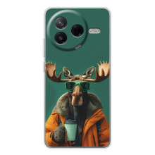 Чехол с принтом стильные животные для Редми К0 Ультра – Лось с кофе