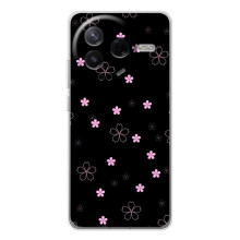 Чехол с розовым рисунком для Xiaomi Redmi K80 Ultra – Розовые цветы на черном