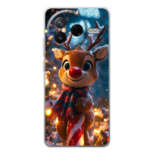 Яркий чехол для Xiaomi Redmi K80 Ultra с Зимними Оленятами – Олень в шарфе