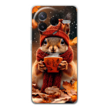 Печатный чехол «Зверята с кофе» для Xiaomi Redmi K80 Ultra – Белка с кофе